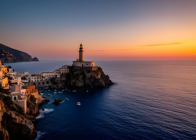Coastal Lighthouse at Sunset