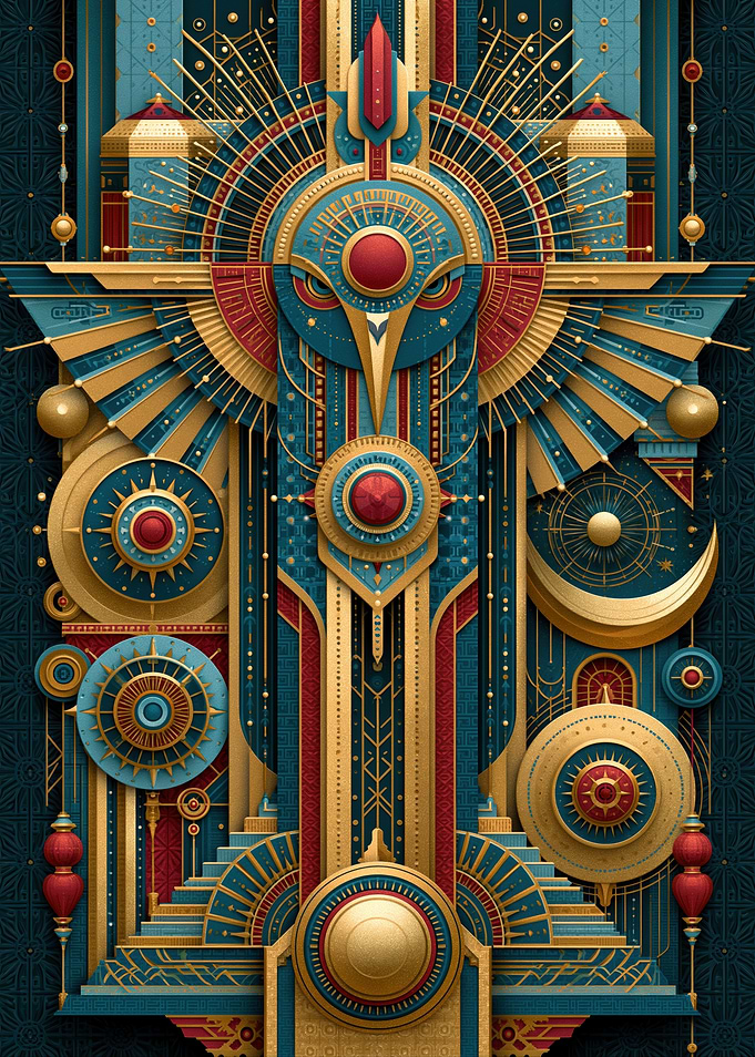 Art Deco Egyptian Bird Motif