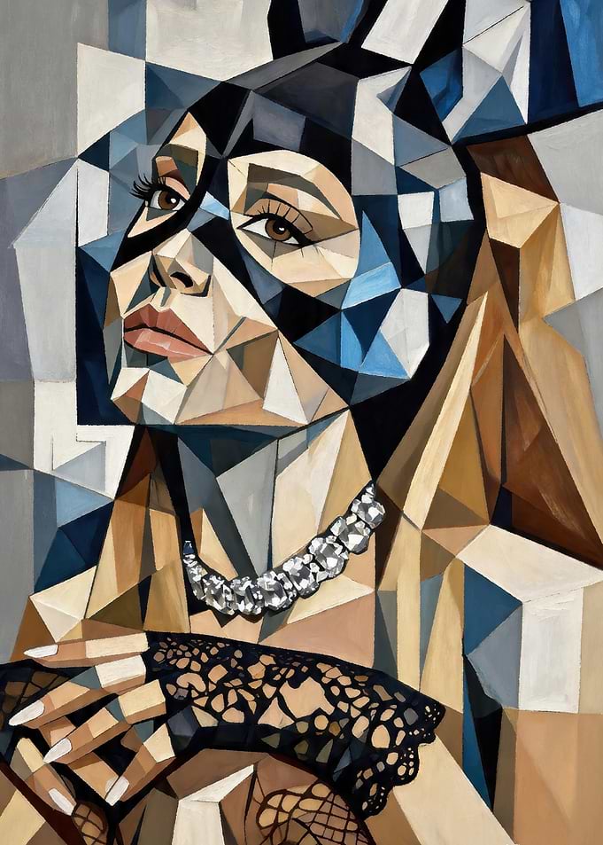 Geometric Portrait of a Woman in a Mask