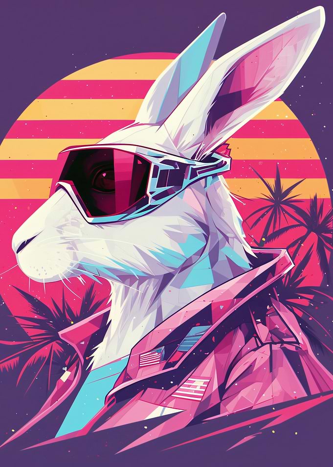 Retro Rabbit with Goggles and Jacket