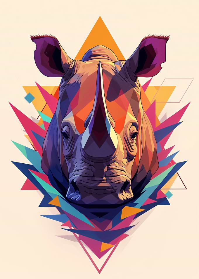Geometric Rhinoceros Head