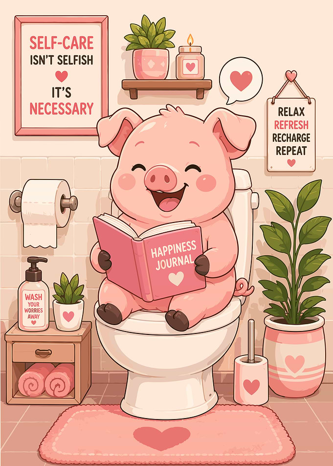 Cute Pig Reading Happiness Journal