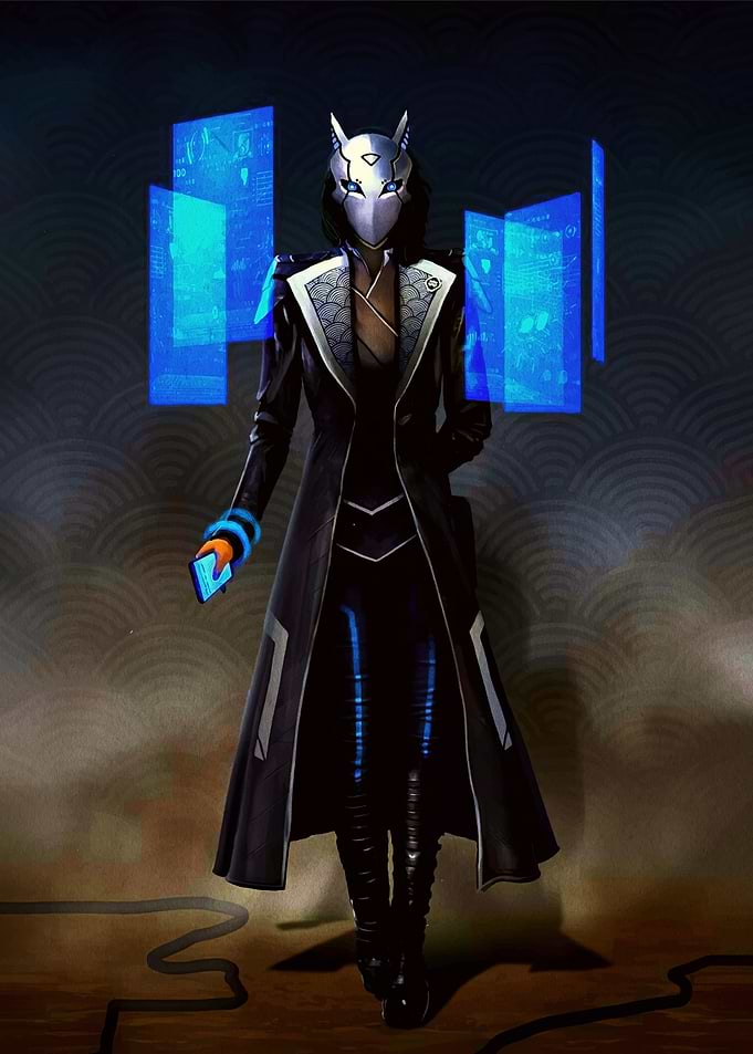 Cyberpunk Fox Mask Character