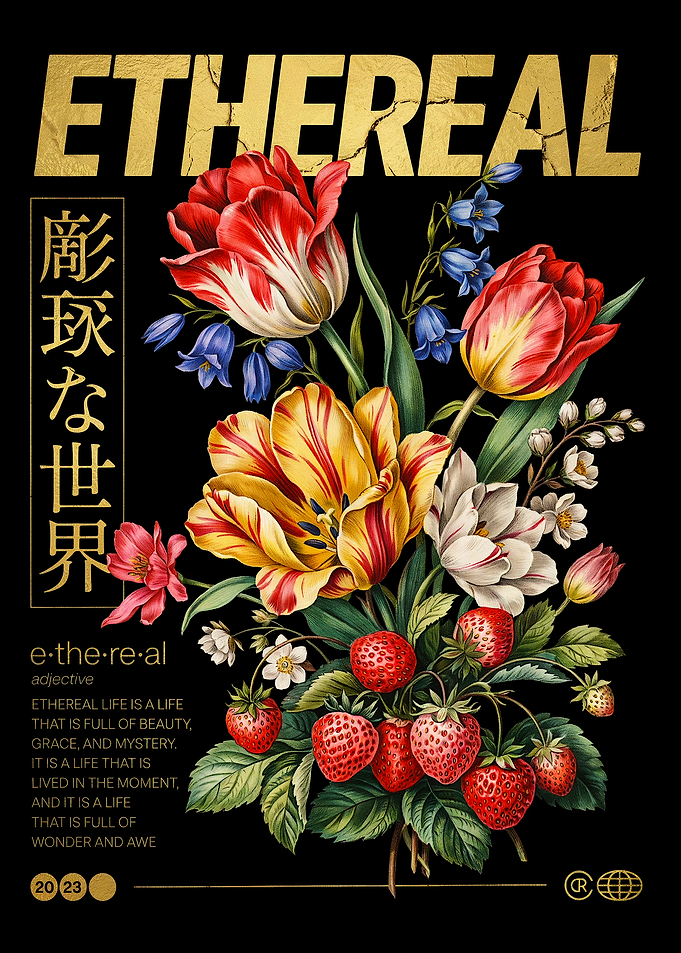 Ethereal Floral and Strawberry Art