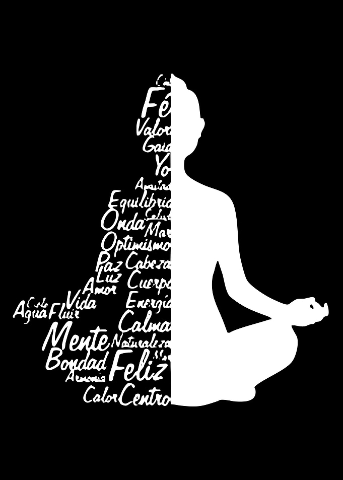 Meditating Figure with Inspirational Words