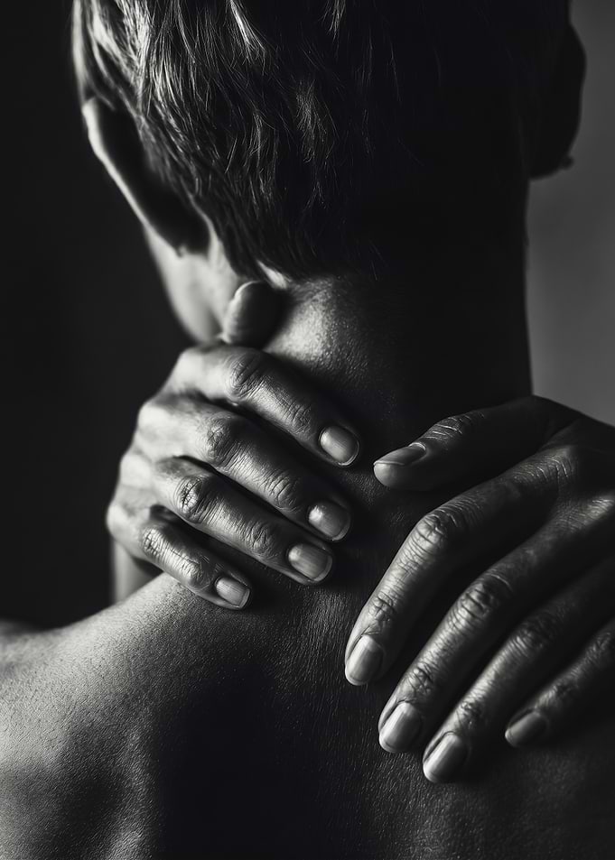 Black and white neck touch