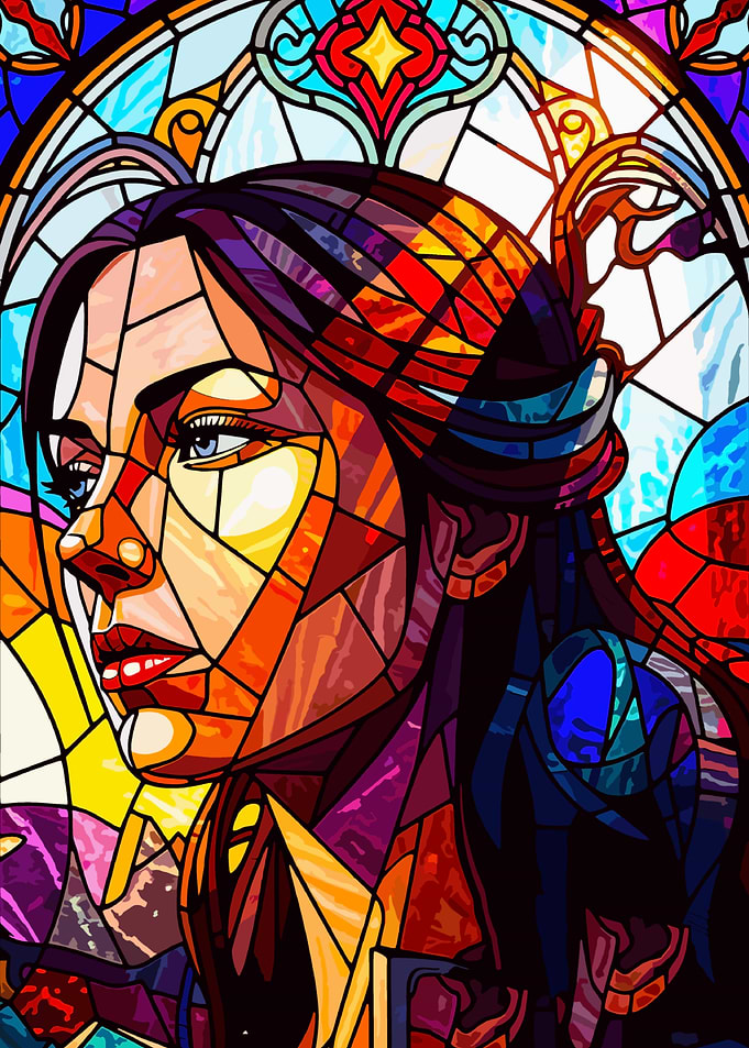 Stained Glass Portrait of a Woman