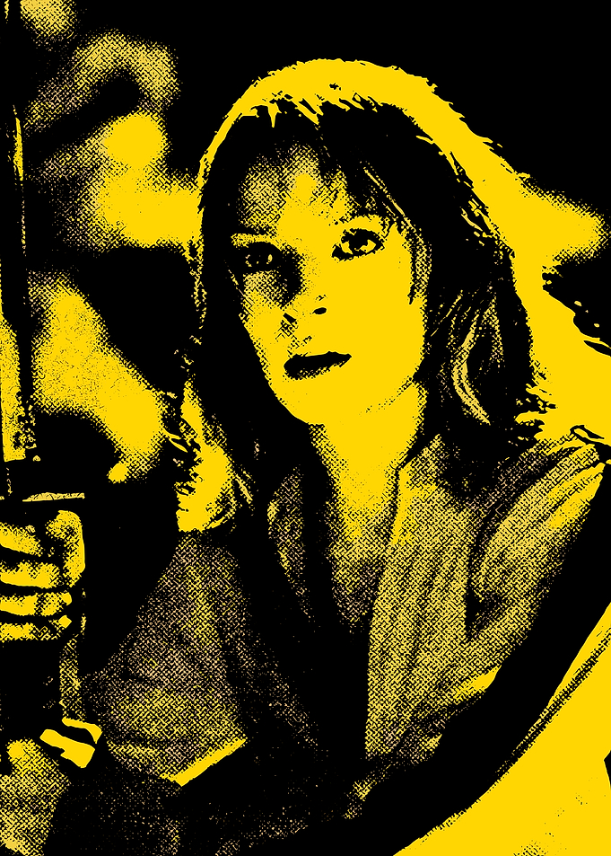 Woman with sword in pop art style