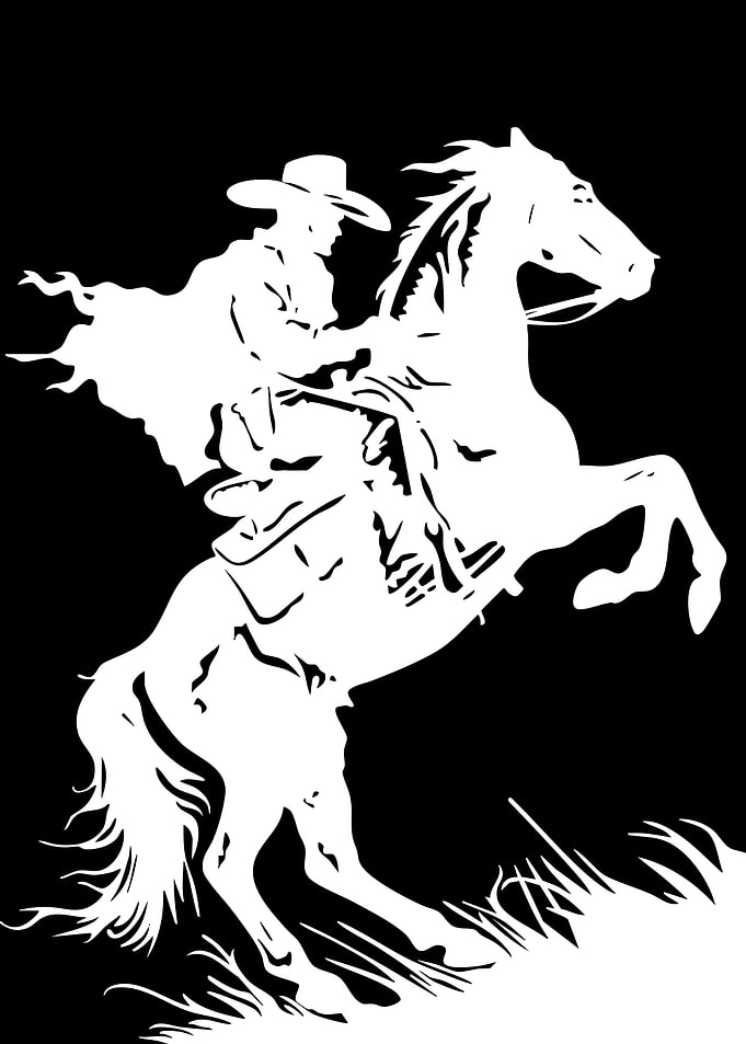 Cowboy on Rearing Horse