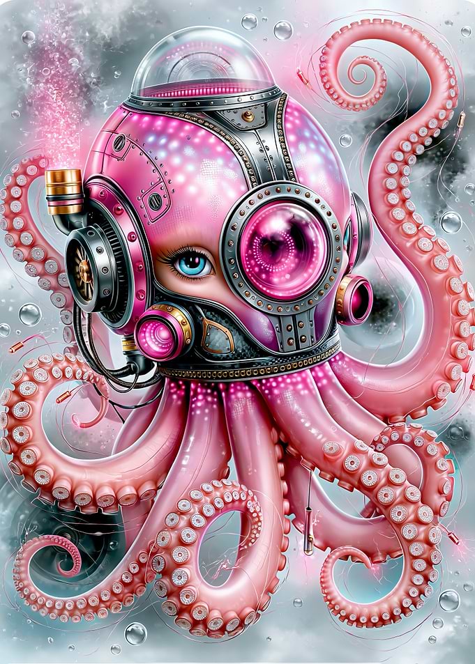 Steampunk Pink Octopus
