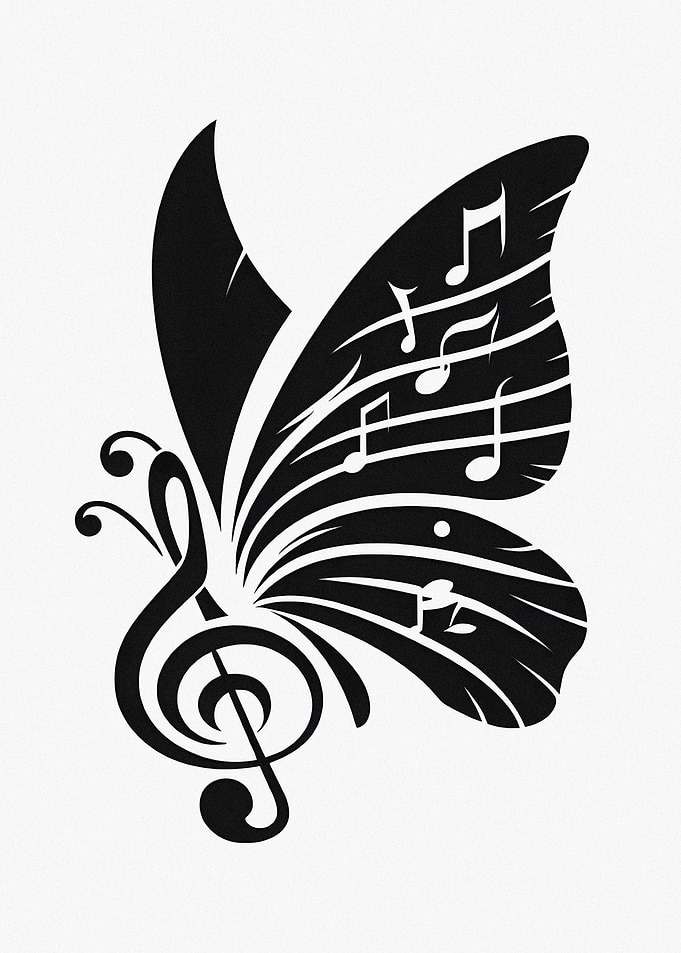 Musical Butterfly Tattoo Design