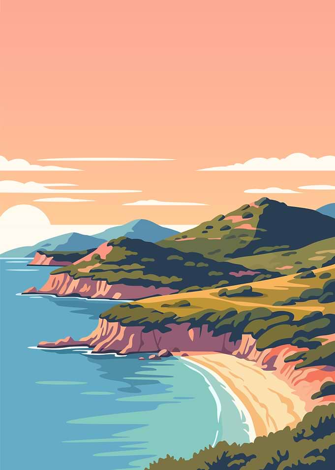 Coastal Landscape at Sunset
