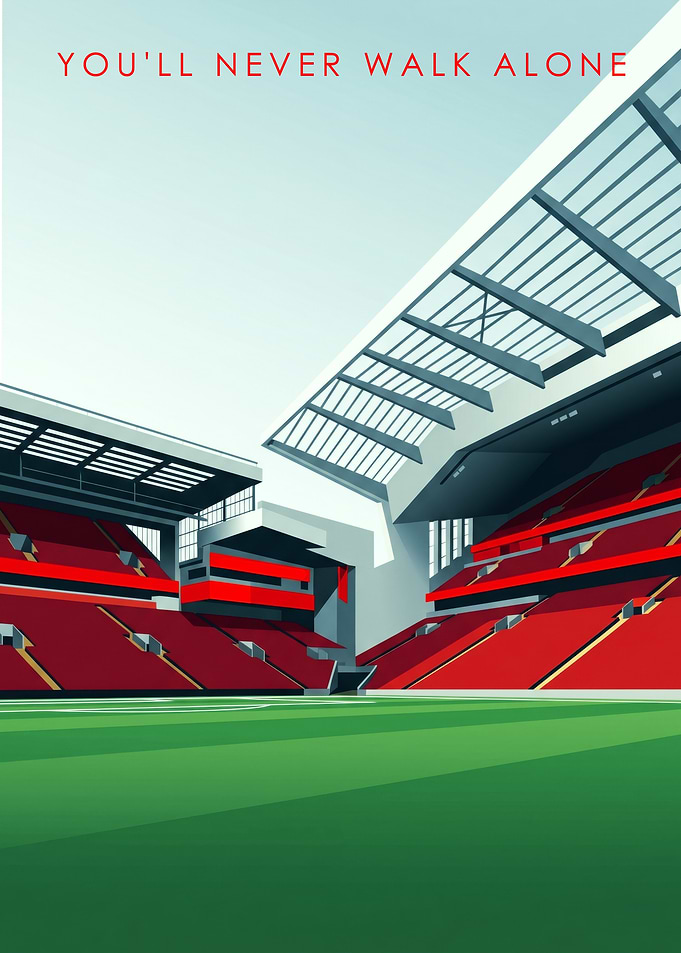 Stadium with 'You'll Never Walk Alone' text