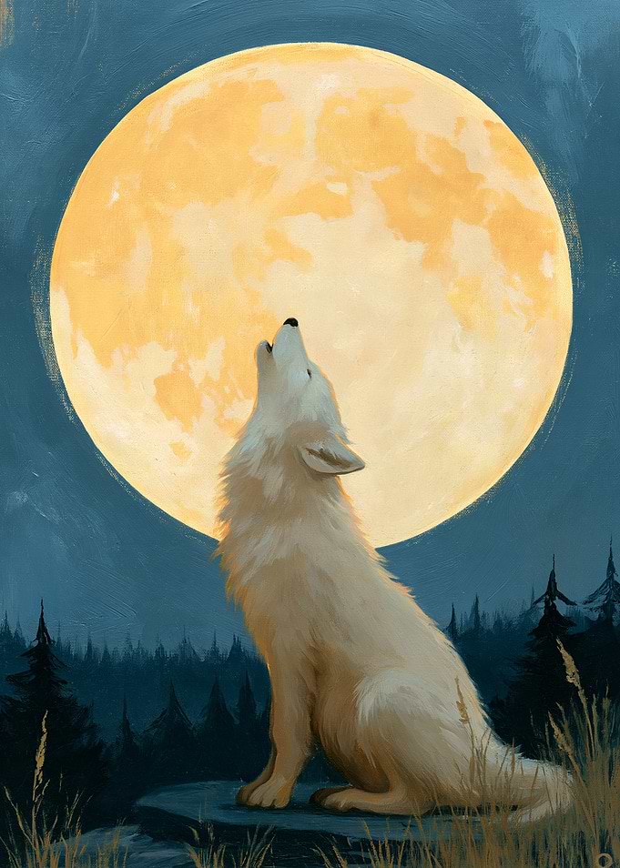 Wolf Howling at the Moon