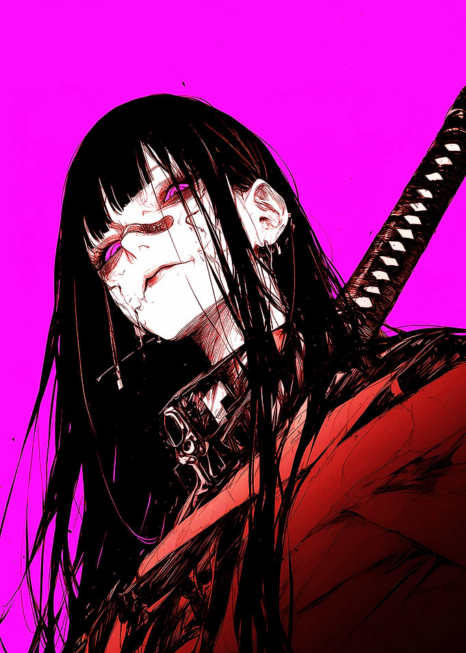 Dark Anime Samurai with Katana
