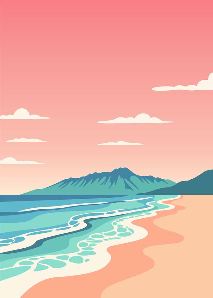 Serene Beach Landscape at Sunset