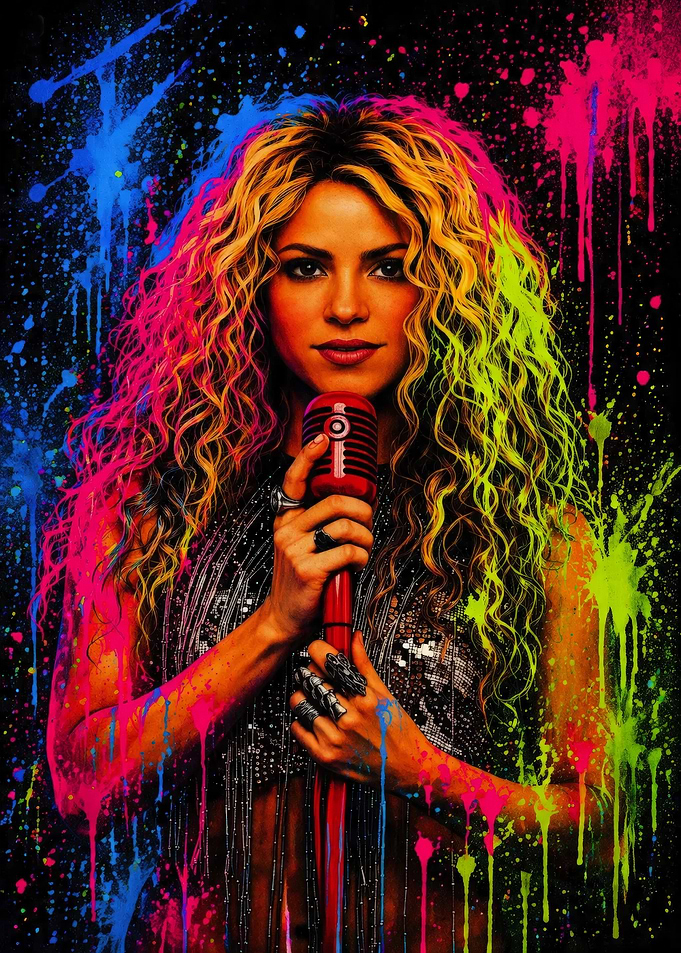 Shakira with Microphone