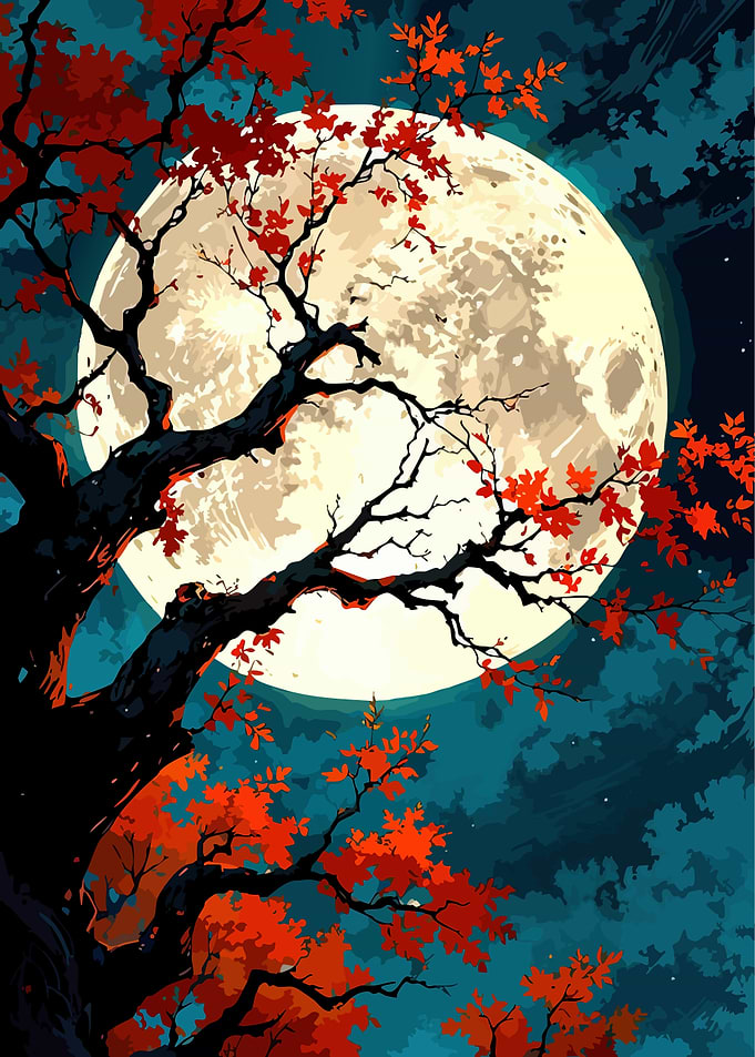 Autumn Moonlit Tree