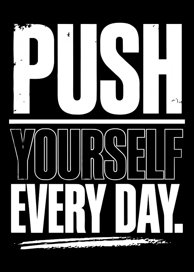 Push Yourself Every Day Motivational Typography Poster Modern Gym Wall Art