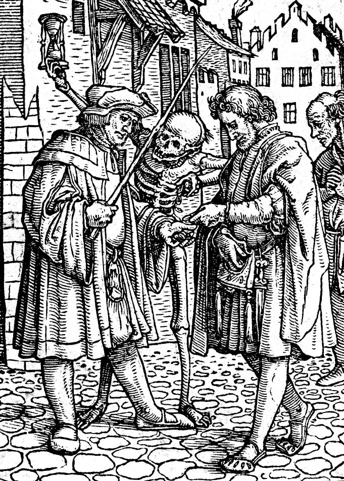 The Lawyer, or Advocate With Death Engraving by Hans Holbein the Younger