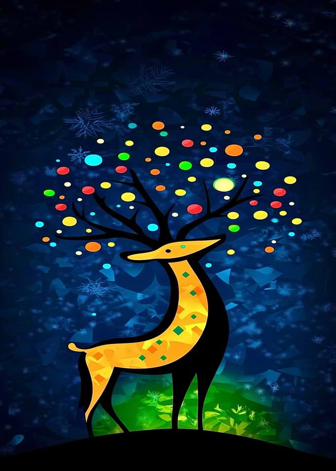 Stylized Deer with Colorful Lights