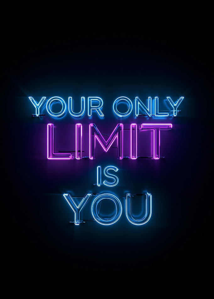 Neon sign with inspirational quote