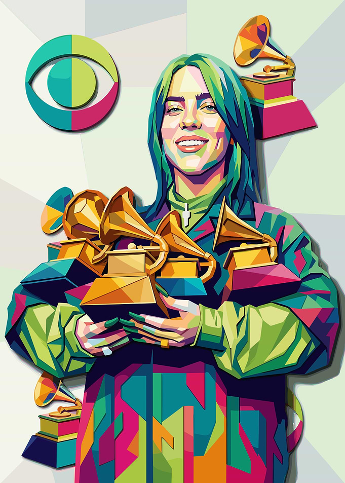 Billie Eilish with Grammy Awards