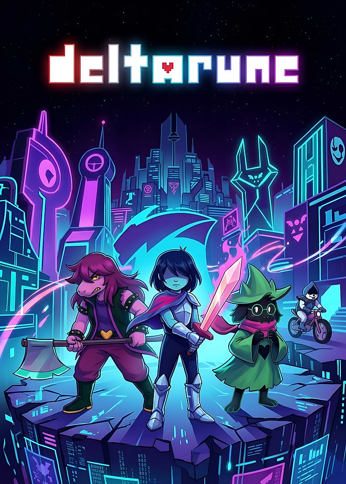 Deltarune Characters in Cyberpunk City