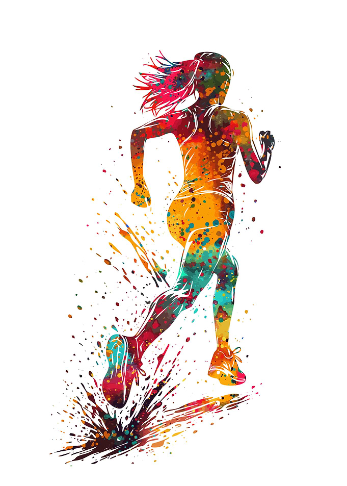 Watercolor Runner Silhouette