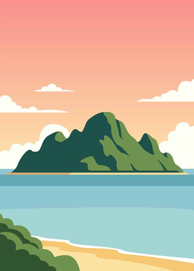 Tropical Island Sunset Landscape