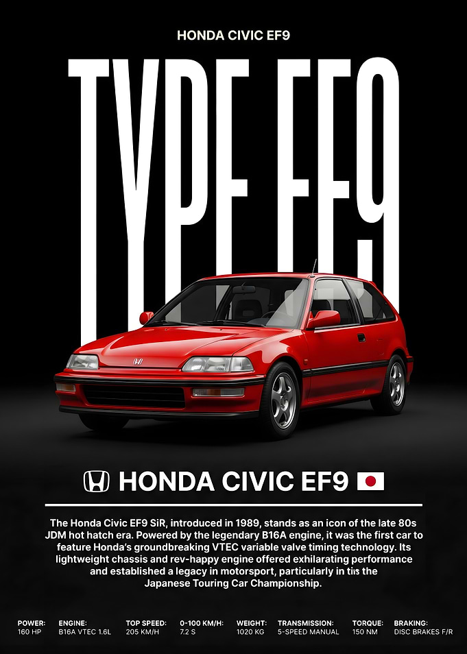 Honda Civic EF9 Type R Poster