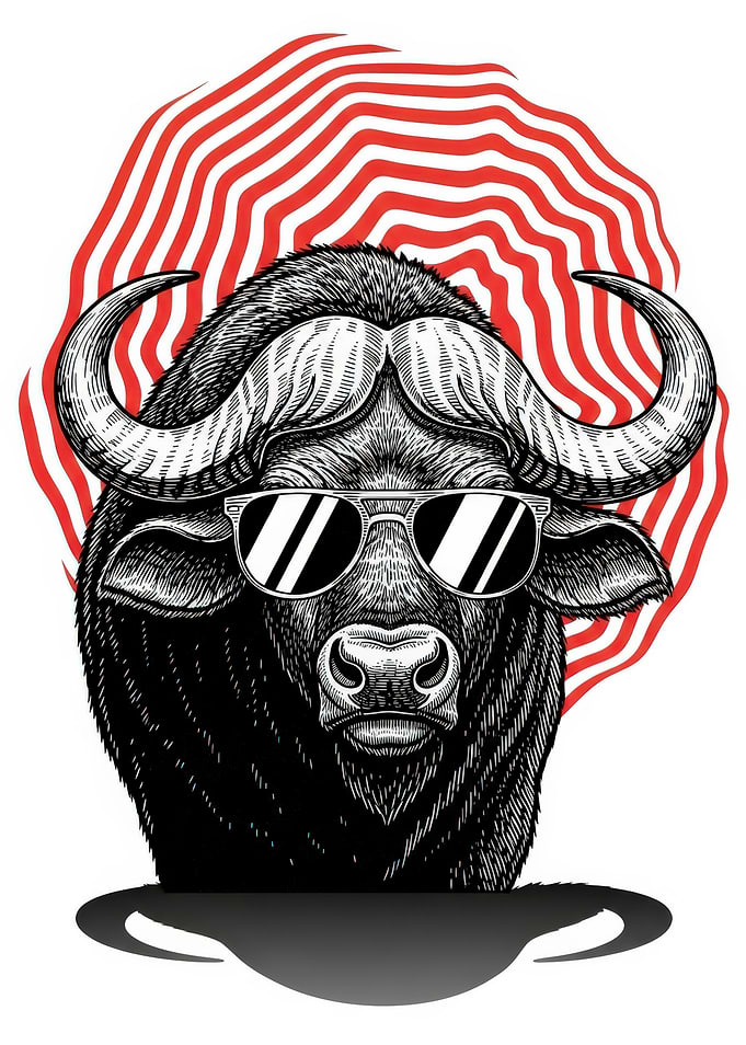Cool Buffalo Wearing Sunglasses