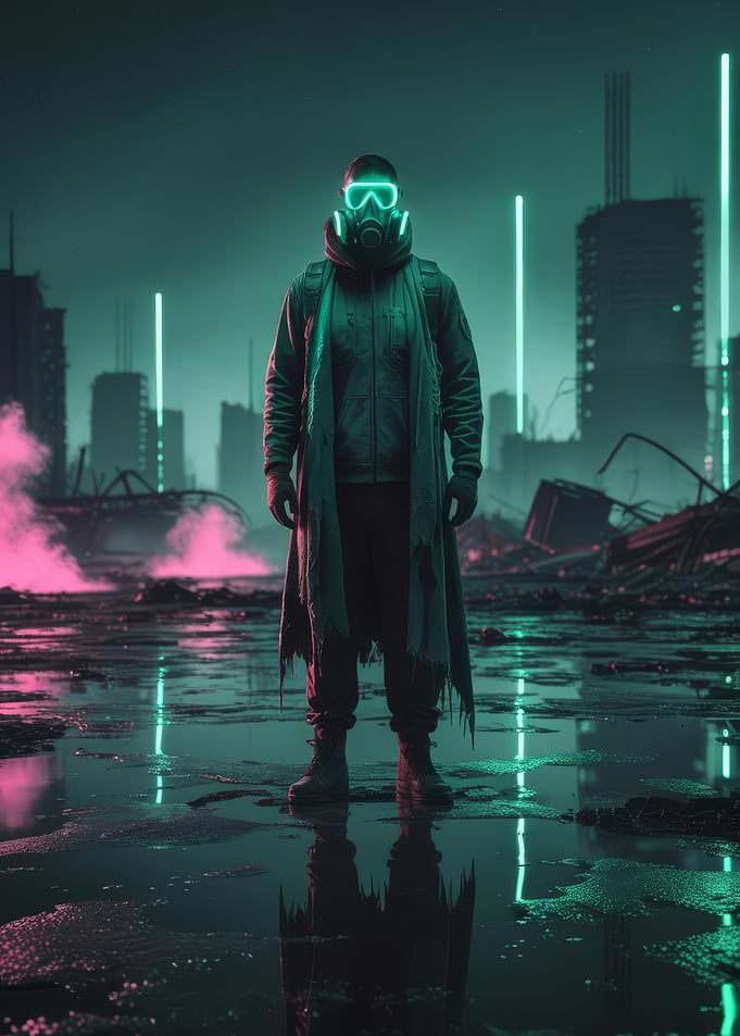 Neon Warden — Cyberpunk Survivor in a Ruined Neon City