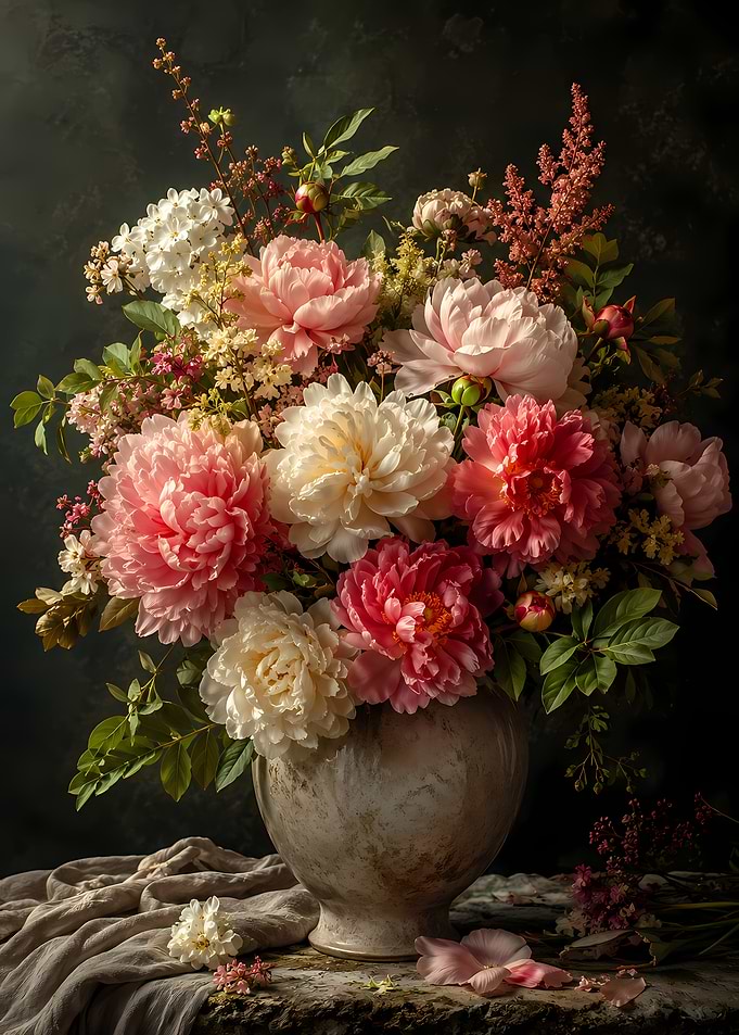 Peony Floral Arrangement in Vase