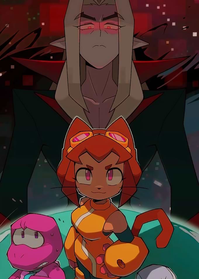 Anime characters in a cosmic setting