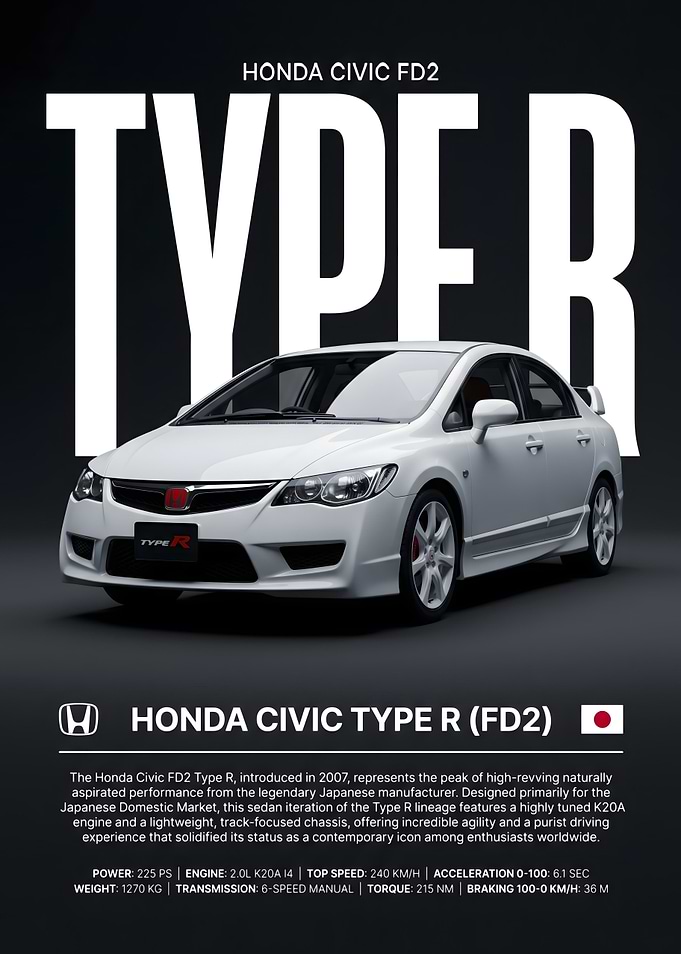Honda Civic Type R FD2 Poster