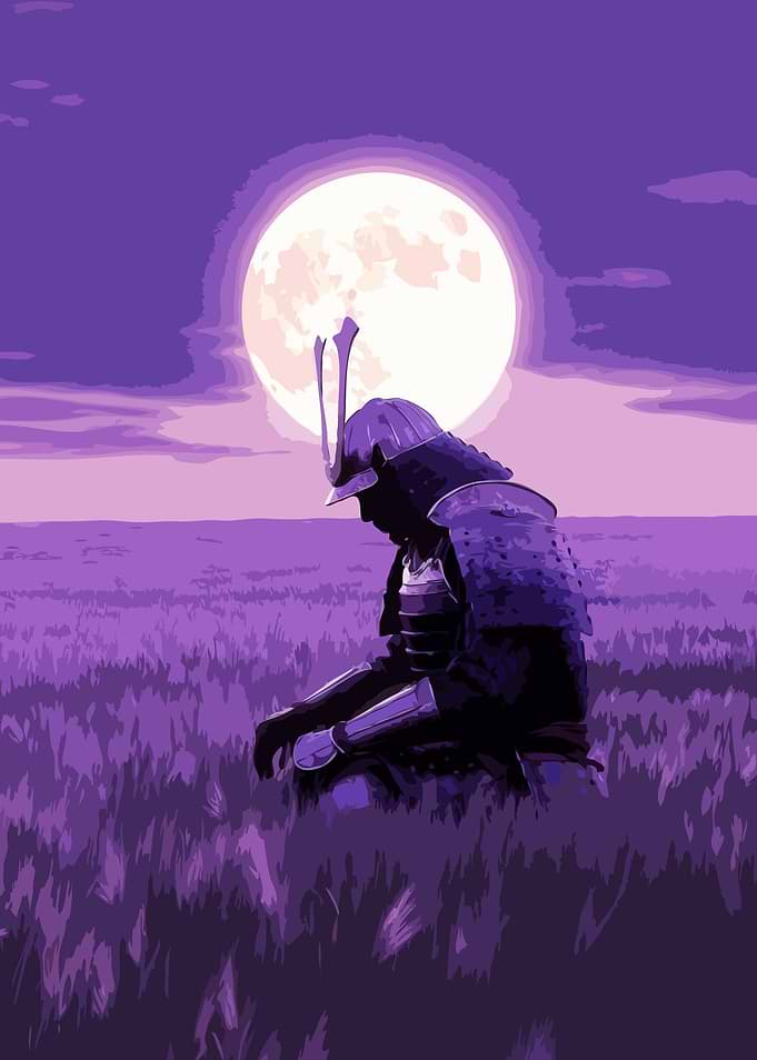 Samurai Under a Full Moon Purple