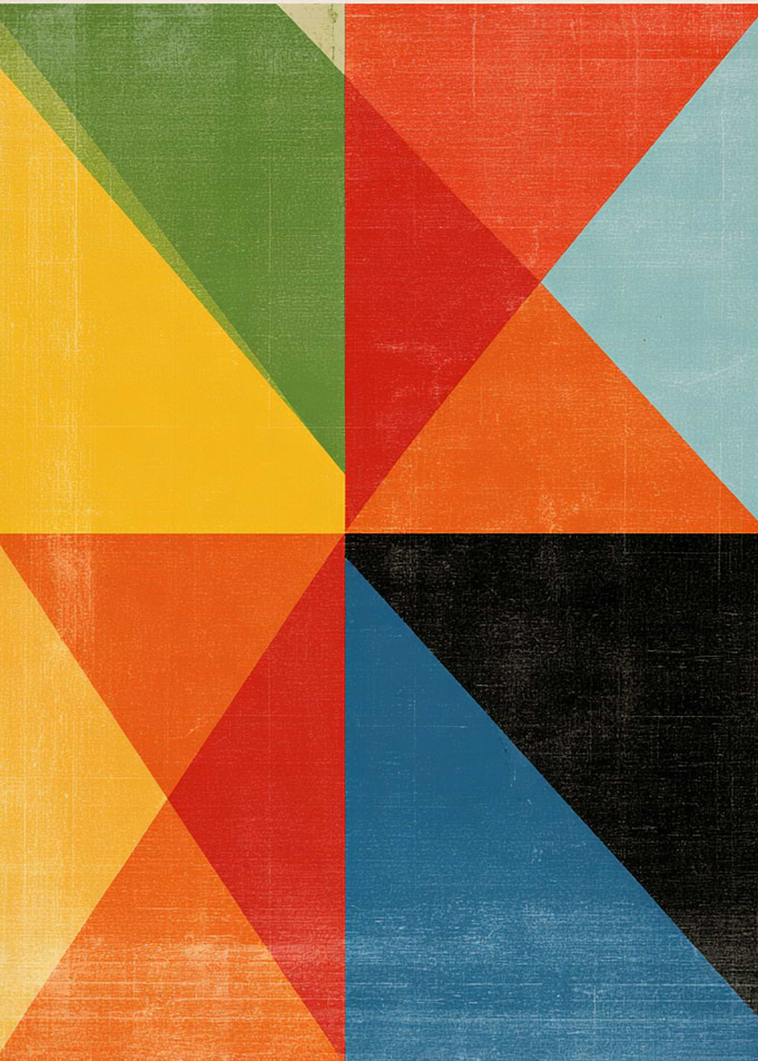 Geometric Abstract Art with Textured Colors