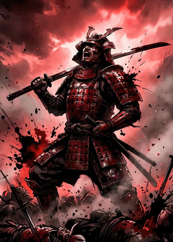 Furious Samurai in Battle