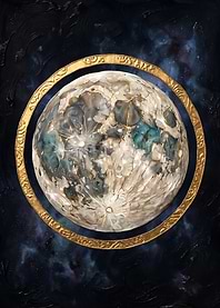 Celestial Moon with Golden Ring