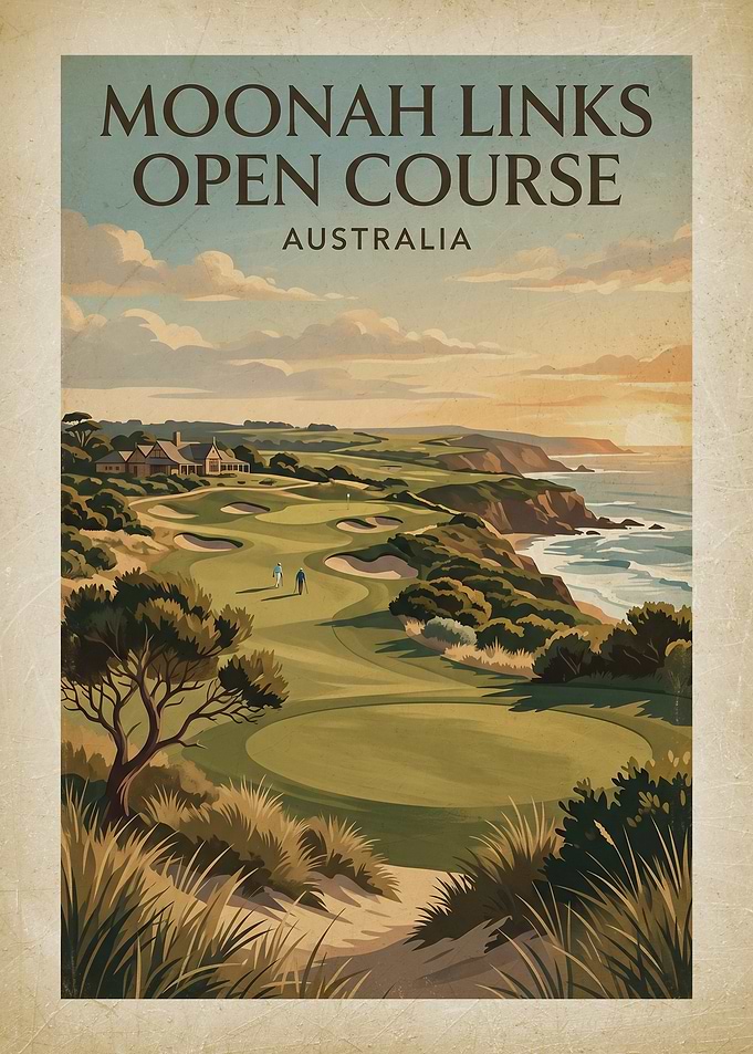 Moonah Links Open Course Vintage Poster