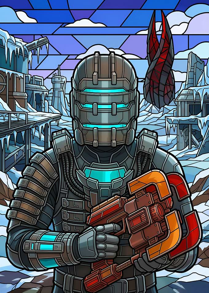 Isaac Clarke in a Stained Glass Style