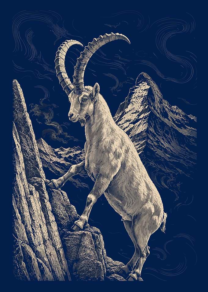 Alpine Ibex Climbing Mountain