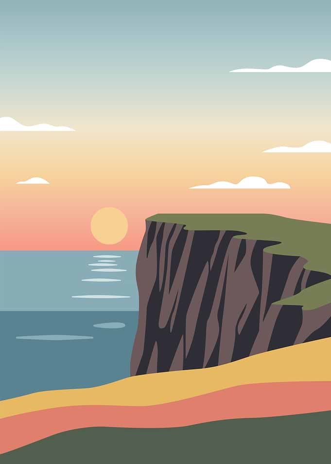 Cliffside Sunset Over the Ocean