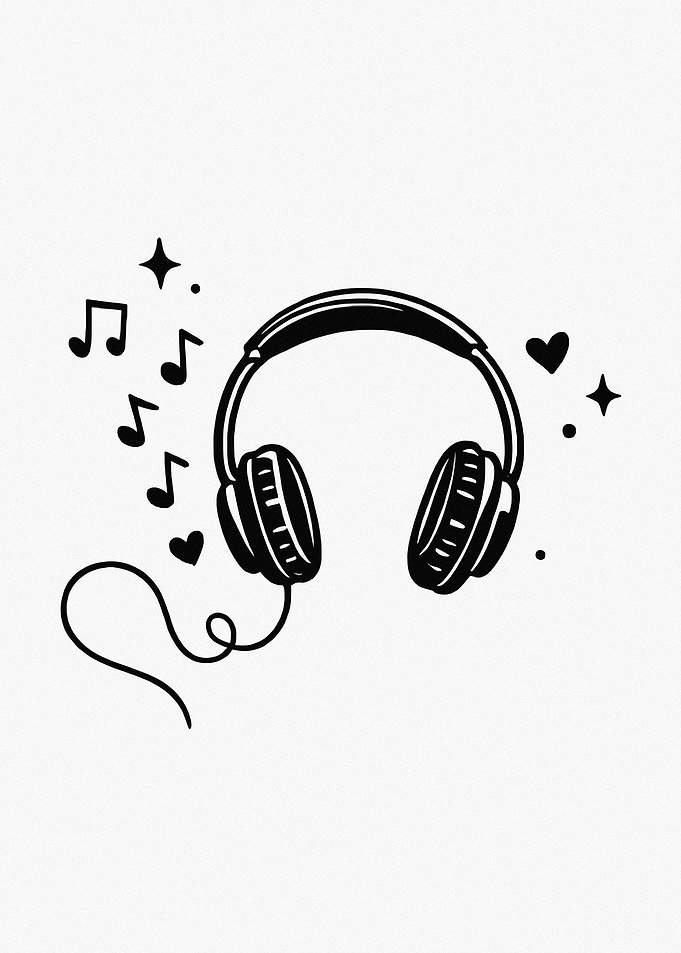 Headphones with Music Notes