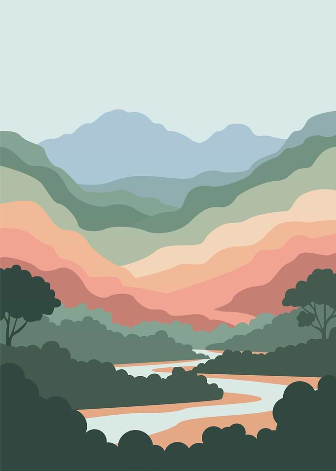 Serene Mountain River Landscape