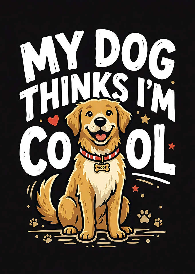 Dog Print — My Dog Thinks I'm Cool Funny Poster, Framed Dog Wall Art, Golden Retriever Decor,
