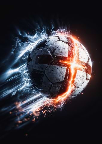 England Flag Fiery Football Poster