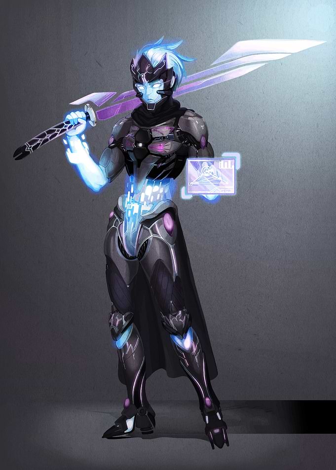 Cyberpunk Warrior with Energy Sword