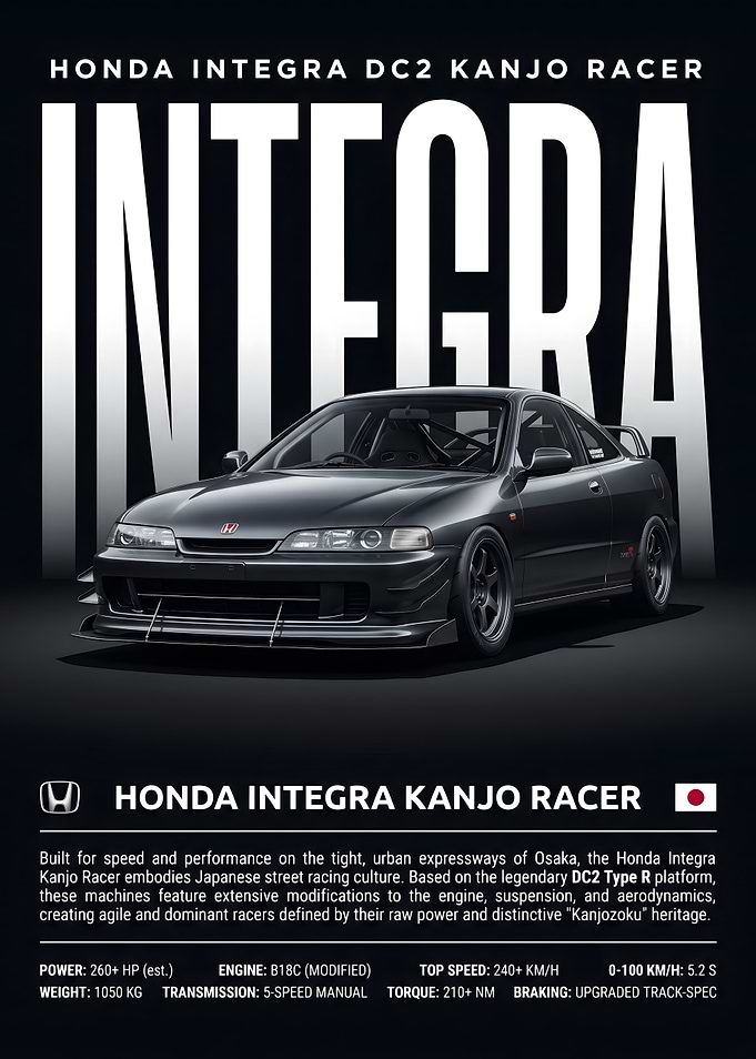 Honda Integra DC2 Kanjo Racer Poster